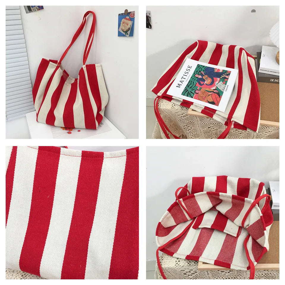 Women Versatile Canvas Shoulder Bags Female Large-capacity Leisure Simplicity Handbags Ladies Retro Fashion Shopping Travel Bags