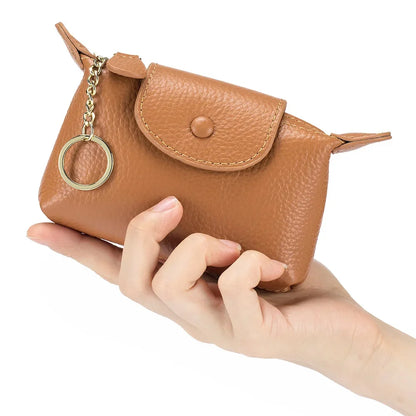Women Wallet Genuine Purse for Woman Zipper Coin Card Holder Dumpling Brand First Layer Cowhide Leather Mini Clutch Bag