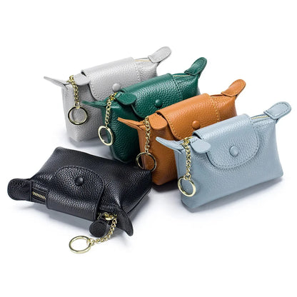 Women Wallet Genuine Purse for Woman Zipper Coin Card Holder Dumpling Brand First Layer Cowhide Leather Mini Clutch Bag