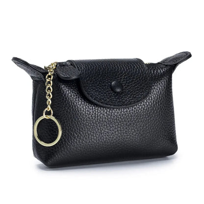 Women Wallet Genuine Purse for Woman Zipper Coin Card Holder Dumpling Brand First Layer Cowhide Leather Mini Clutch Bag