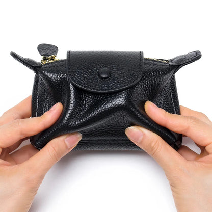 Women Wallet Genuine Purse for Woman Zipper Coin Card Holder Dumpling Brand First Layer Cowhide Leather Mini Clutch Bag