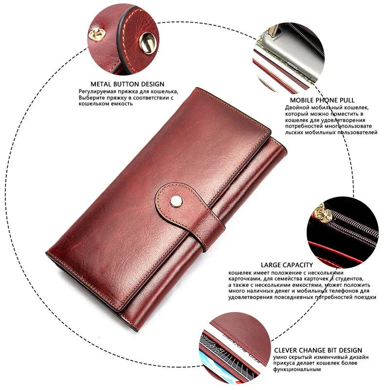 Women Wallets Genuine Leather Long Luxury Designers Female Wallet For Card Holder Money Coin Purse Handbag Clutch Bag