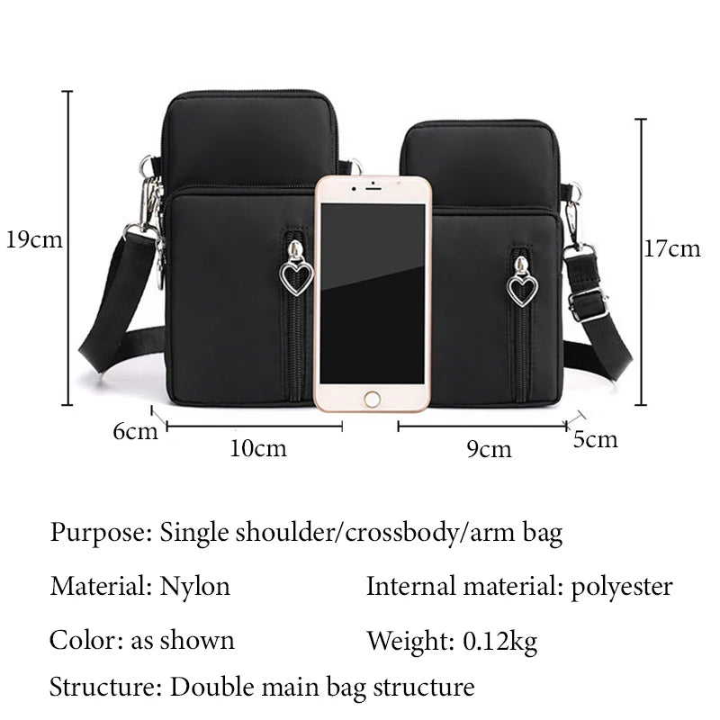 Women Waterproof Handbags Mobile Phone Bag Casual Mini Shoulder Bag Female Arm Pouch Wallet Sports Music Crossbody Bags for Girl