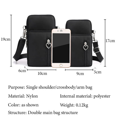 Women Waterproof Handbags Mobile Phone Bag Casual Mini Shoulder Bag Female Arm Pouch Wallet Sports Music Crossbody Bags for Girl