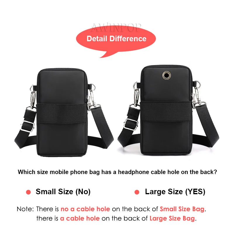 Women Waterproof Handbags Mobile Phone Bag Casual Mini Shoulder Bag Female Arm Pouch Wallet Sports Music Crossbody Bags for Girl