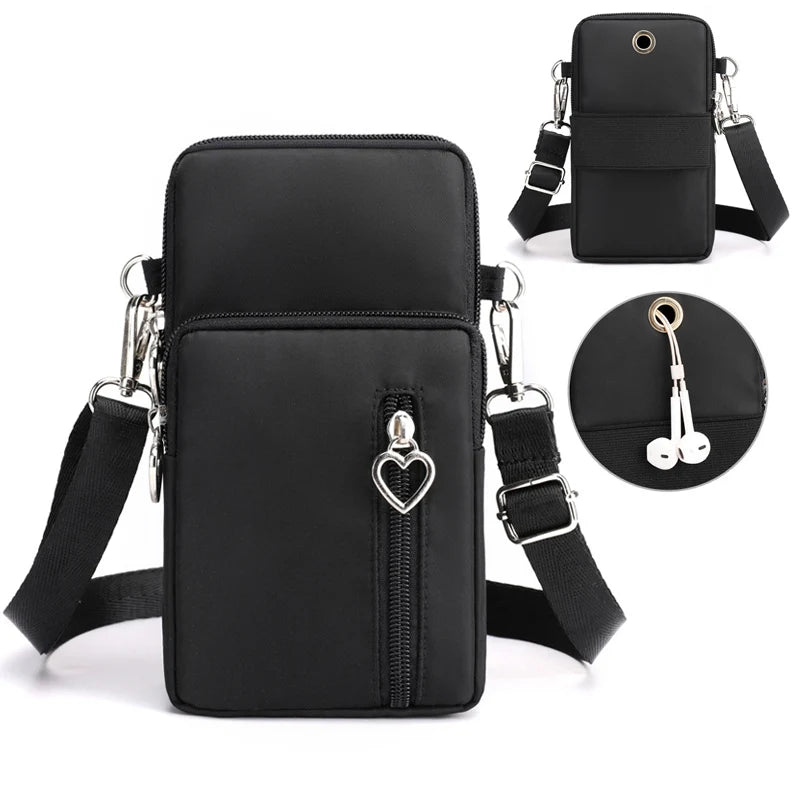 Women Waterproof Handbags Mobile Phone Bag Casual Mini Shoulder Bag Female Arm Pouch Wallet Sports Music Crossbody Bags for Girl