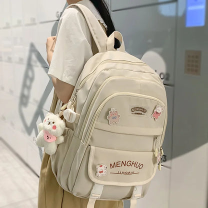 Women Waterproof Kawaii Laptop Backpack Lady Badge Travel School Bag Girl Cute Harajuku College Backpack Fashion Female Book Bag