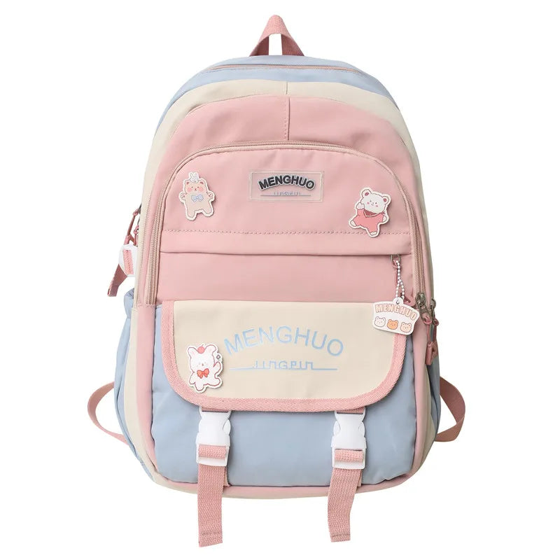 Women Waterproof Kawaii Laptop Backpack Lady Badge Travel School Bag Girl Cute Harajuku College Backpack Fashion Female Book Bag