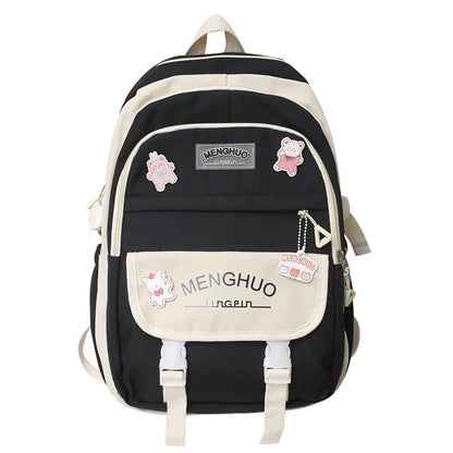 Women Waterproof Kawaii Laptop Backpack Lady Badge Travel School Bag Girl Cute Harajuku College Backpack Fashion Female Book Bag