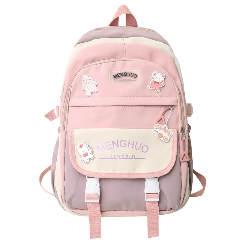 Women Waterproof Kawaii Laptop Backpack Lady Badge Travel School Bag Girl Cute Harajuku College Backpack Fashion Female Book Bag