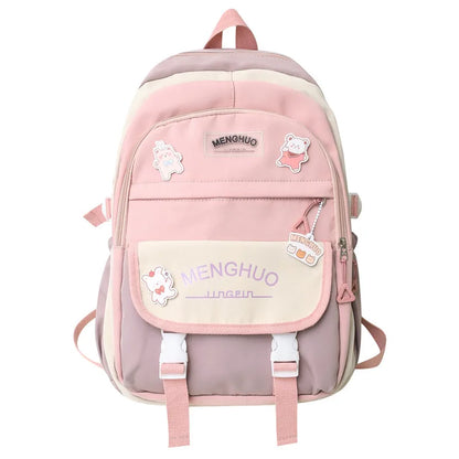 Women Waterproof Kawaii Laptop Backpack Lady Badge Travel School Bag Girl Cute Harajuku College Backpack Fashion Female Book Bag