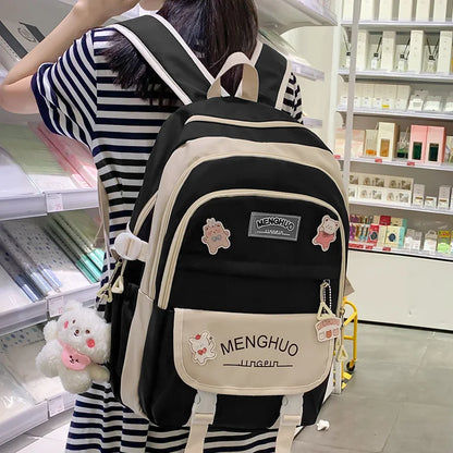 Women Waterproof Kawaii Laptop Backpack Lady Badge Travel School Bag Girl Cute Harajuku College Backpack Fashion Female Book Bag