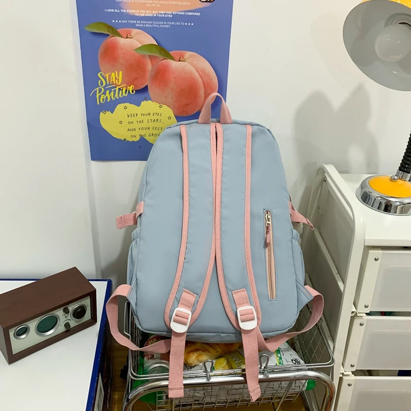 Women Waterproof Kawaii Laptop Backpack Lady Badge Travel School Bag Girl Cute Harajuku College Backpack Fashion Female Book Bag