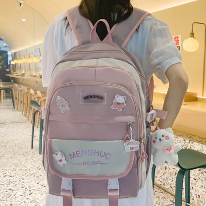 Women Waterproof Kawaii Laptop Backpack Lady Badge Travel School Bag Girl Cute Harajuku College Backpack Fashion Female Book Bag