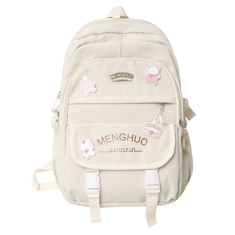 Women Waterproof Kawaii Laptop Backpack Lady Badge Travel School Bag Girl Cute Harajuku College Backpack Fashion Female Book Bag