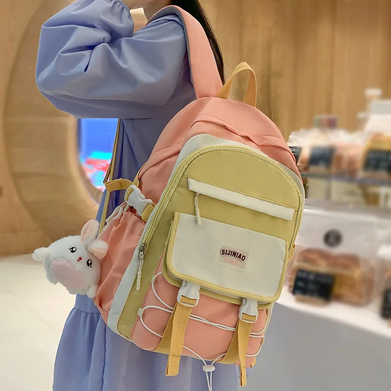 Women Waterproof Large Capacity Student Backpack Fashion Female Cute Laptop College Bag Girl Travel Leisure School Lady Book Bag