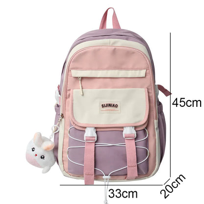 Women Waterproof Large Capacity Student Backpack Fashion Female Cute Laptop College Bag Girl Travel Leisure School Lady Book Bag