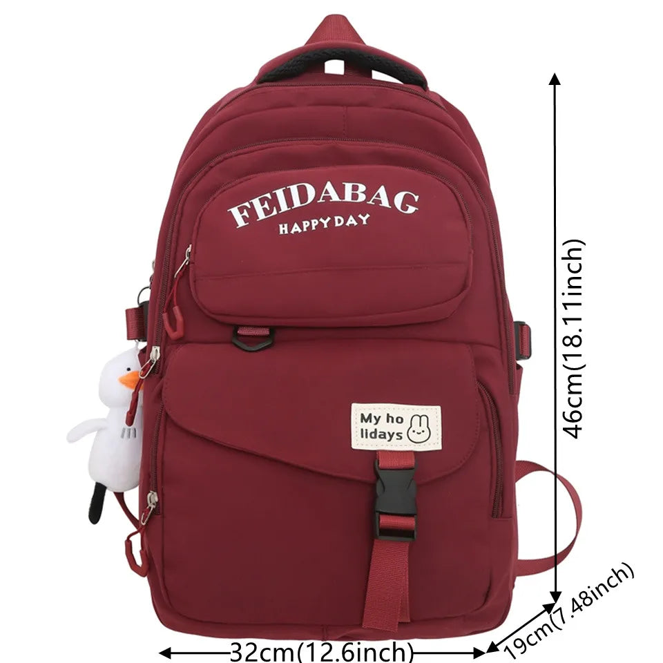 Women Waterproof Nylon Backpack Fashion Female Shoulder Bag Youth Vitality Style Multi-functional Travel School Bag
