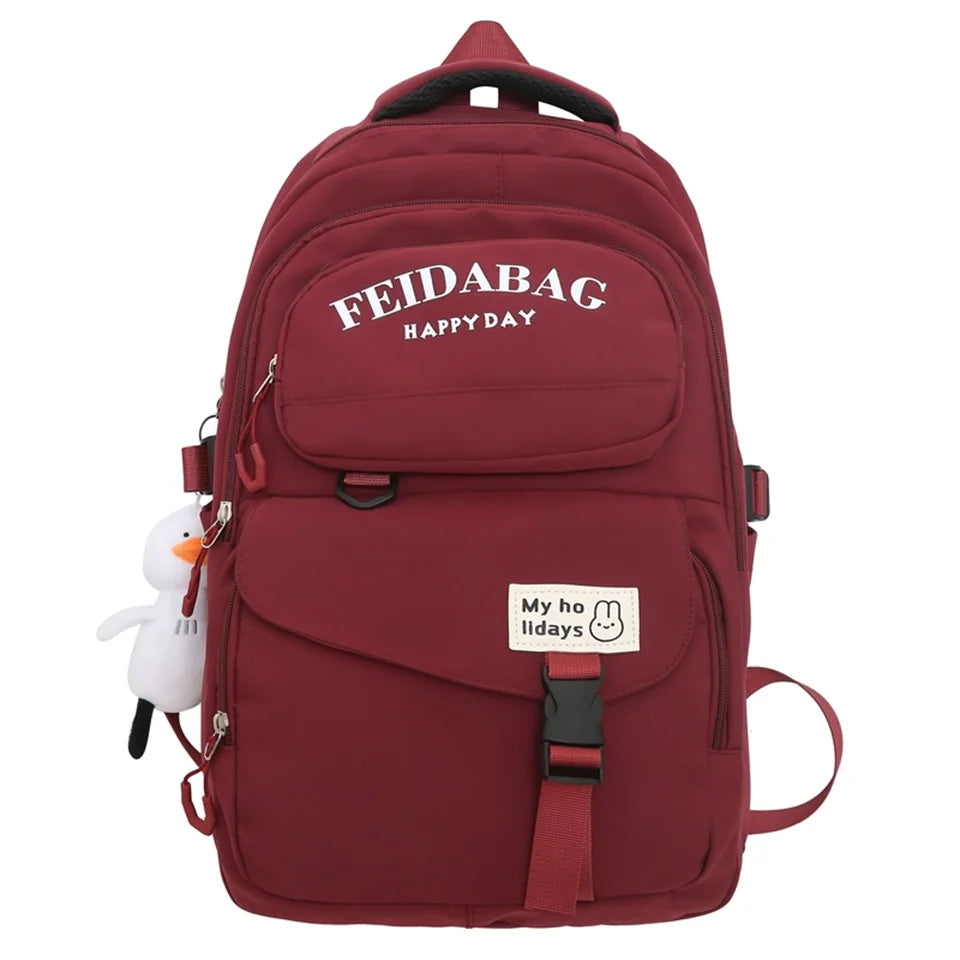 Women Waterproof Nylon Backpack Fashion Female Shoulder Bag Youth Vitality Style Multi-functional Travel School Bag