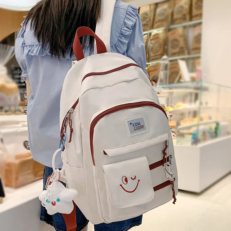 Women Waterproof Trendy School Bag Female Cute Laptop College Backpack Girl Travel Book Backpack Fashion Lady Nylon Student Bags