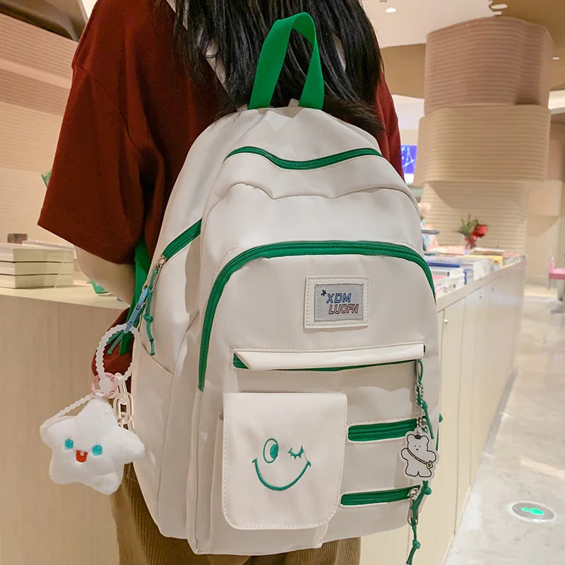 Women Waterproof Trendy School Bag Female Cute Laptop College Backpack Girl Travel Book Backpack Fashion Lady Nylon Student Bags