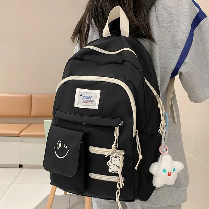 Women Waterproof Trendy School Bag Female Cute Laptop College Backpack Girl Travel Book Backpack Fashion Lady Nylon Student Bags