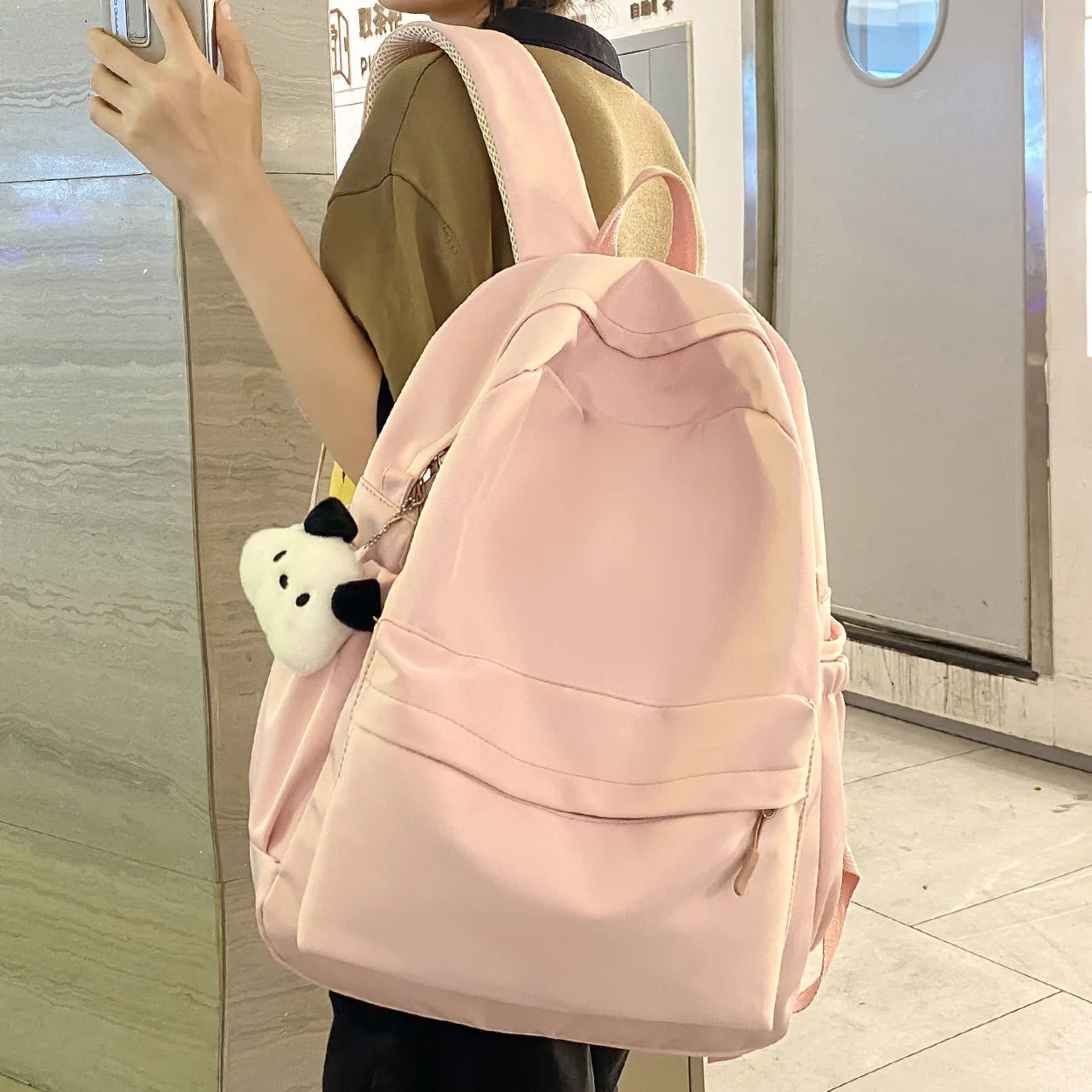 Women Yellow Waterproof Kawaii College Backpack Student Trendy Female School Bag Cute Ladies Travel Laptop Girl Book Bag Fashion