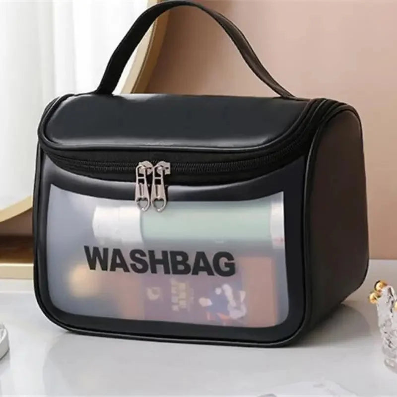 Women Zipper Translucent Scrub Wash Makeup Bag Travel Large Capacity Cosmetic Bags PVC Waterproof Portable Storage Beauty Case