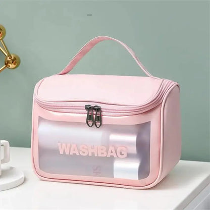Women Zipper Translucent Scrub Wash Makeup Bag Travel Large Capacity Cosmetic Bags PVC Waterproof Portable Storage Beauty Case