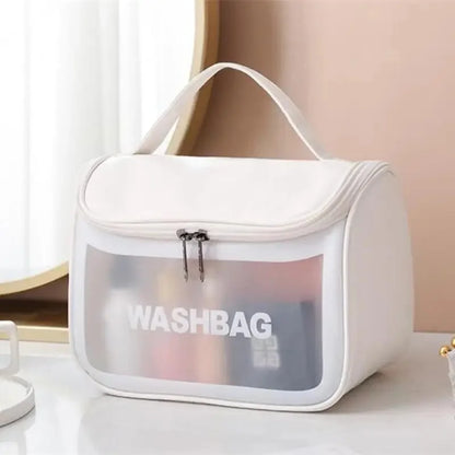 Women Zipper Translucent Scrub Wash Makeup Bag Travel Large Capacity Cosmetic Bags PVC Waterproof Portable Storage Beauty Case