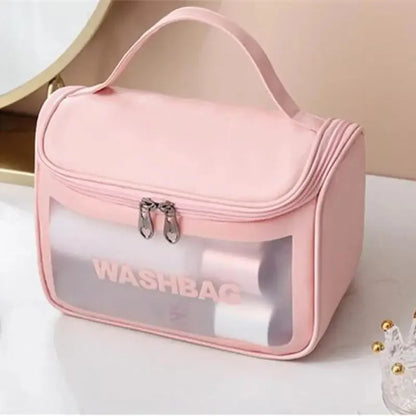 Women Zipper Translucent Scrub Wash Makeup Bag Travel Large Capacity Cosmetic Bags PVC Waterproof Portable Storage Beauty Case