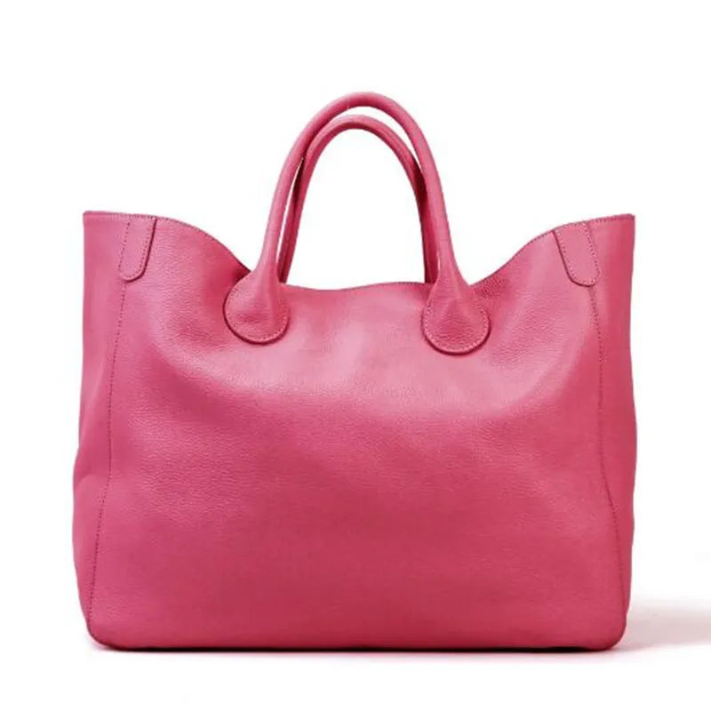 Women big Tote Bag 100% Natural Leather Top Cow Hide Leather Handbag Luxury Lady yellow Bucket Bag Daily 2023 New
