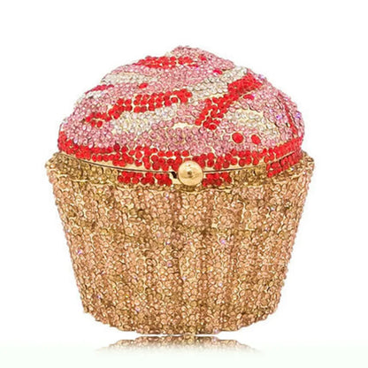 Women cup cake Crystal Clutch Purse Evening Bags Formal Dinner Bridal Rhinestone Purse Party Dinner Diamond Box Handbags