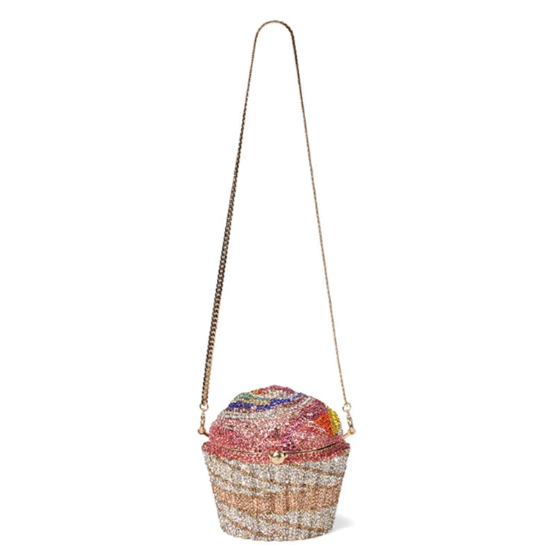 Women cup cake Crystal Clutch Purse Evening Bags Formal Dinner Bridal Rhinestone Purse Party Dinner Diamond Box Handbags