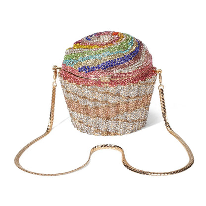 Women cup cake Crystal Clutch Purse Evening Bags Formal Dinner Bridal Rhinestone Purse Party Dinner Diamond Box Handbags