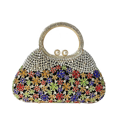Women evening party diamonds elegant clutches luxuries bridal wedding party flower clutch purse hollow out crystal purses bag