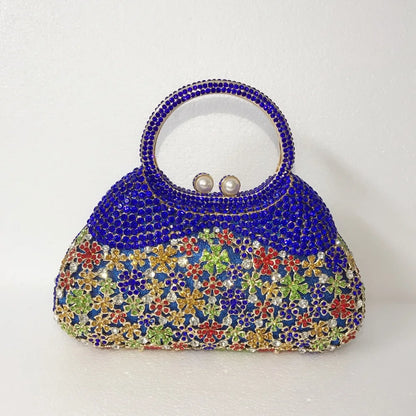 Women evening party diamonds elegant clutches luxuries bridal wedding party flower clutch purse hollow out crystal purses bag