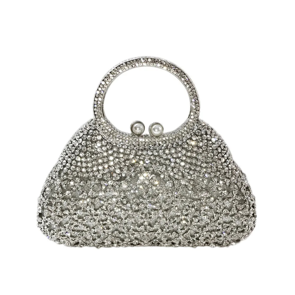 Women evening party diamonds elegant clutches luxuries bridal wedding party flower clutch purse hollow out crystal purses bag