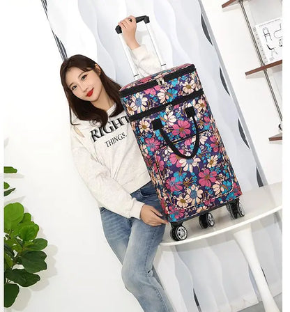 Women large-capacity insulation shopping bag grocery cart trolley portable folding trolley Women Travel Trolley Bag Wheeled bag