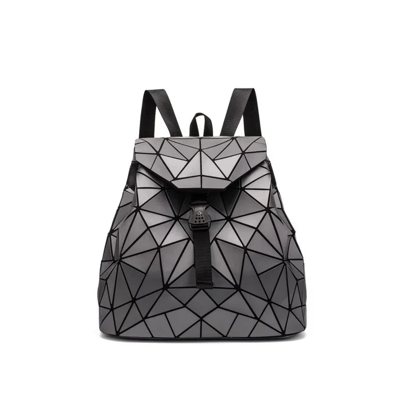 Women matte Geometric bag Female s For Teenage Girls Bagpack Drawstring Bag Holographic Backpack