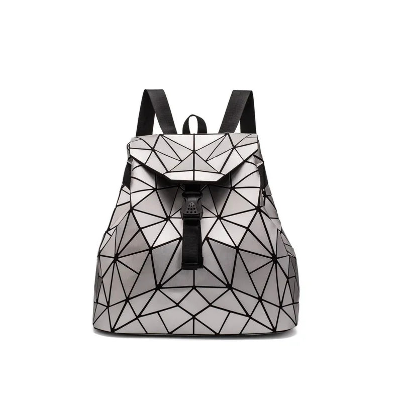 Women matte Geometric bag Female s For Teenage Girls Bagpack Drawstring Bag Holographic Backpack