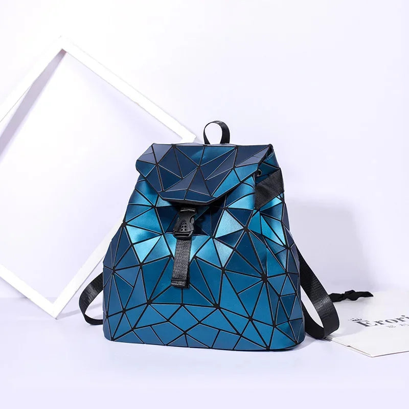Women matte Geometric bag Female s For Teenage Girls Bagpack Drawstring Bag Holographic Backpack