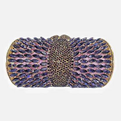 Women purple Diamonds Clutches Rhinestone Bag Flower Clutch Party Evening Purse Handbags Wedding   Female wallet