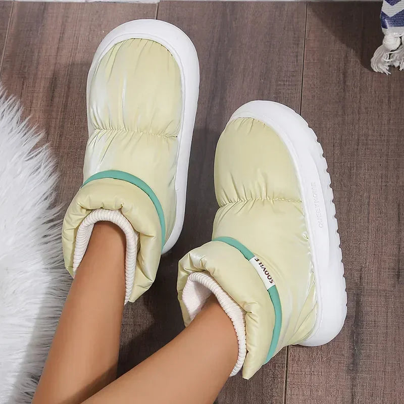 Women's 2023 Winter Warm Plush Cotton Padded Shoes Thick Bottom Waterproof Down Snow Boots Woman Non-Slip Platform Ankle Boots