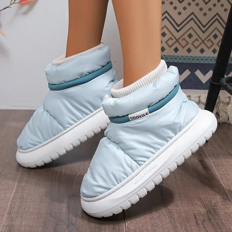 Women's 2023 Winter Warm Plush Cotton Padded Shoes Thick Bottom Waterproof Down Snow Boots Woman Non-Slip Platform Ankle Boots