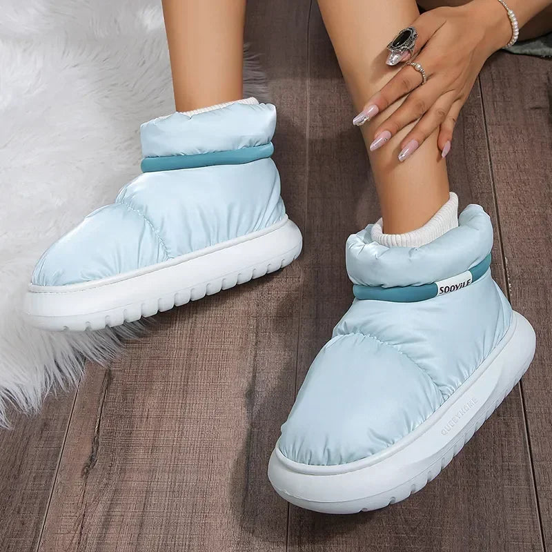 Women's 2023 Winter Warm Plush Cotton Padded Shoes Thick Bottom Waterproof Down Snow Boots Woman Non-Slip Platform Ankle Boots