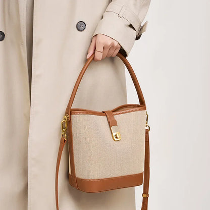 Women's 2024 New Water Bucket Bag Crossbody Handbag with Advanced Sense, Commuter Weaving Shoulder Bag