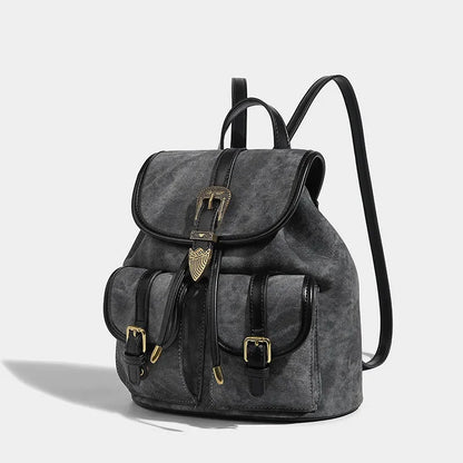 Women's American Retro Denim Bag High Quality Old Commuting 2024 New College Style Versatile Small Backpack for Women