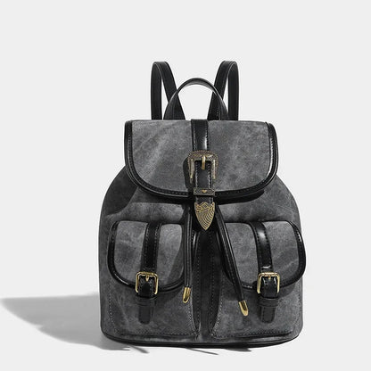 Women's American Retro Denim Bag High Quality Old Commuting 2024 New College Style Versatile Small Backpack for Women