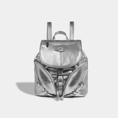 Women's American Retro Small High Quality Trendy Buckle 2024 New Backpack Female Student School Bag